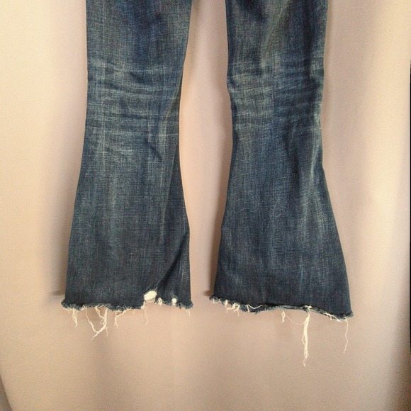BKE Parker Jeans Womens 24x29 Blue Super Flare High‎ Rise Raw Hem Distressed - Picture 7 of 9